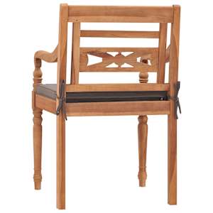 Židle Batavia 2 ks s tmavě šedými poduškami masivní teak - obrázek 5