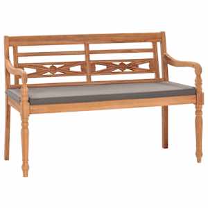 Lavice Batavia s tmavě šedou poduškou 120 cm masivní teak - obrázek 1
