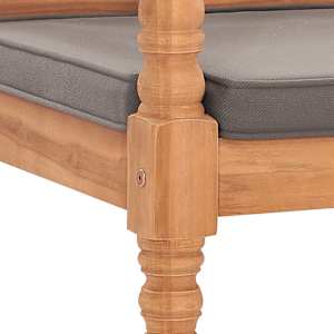 Lavice Batavia s tmavě šedou poduškou 120 cm masivní teak - obrázek 5
