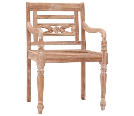 vidaXL Batavia Chairs 2 pcs White Wash Solid Teak Wood