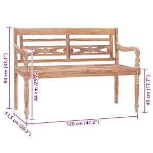 Lavice Batavia 120 cm s běleným povrchem masivní teakové dřevo - obrázek 7