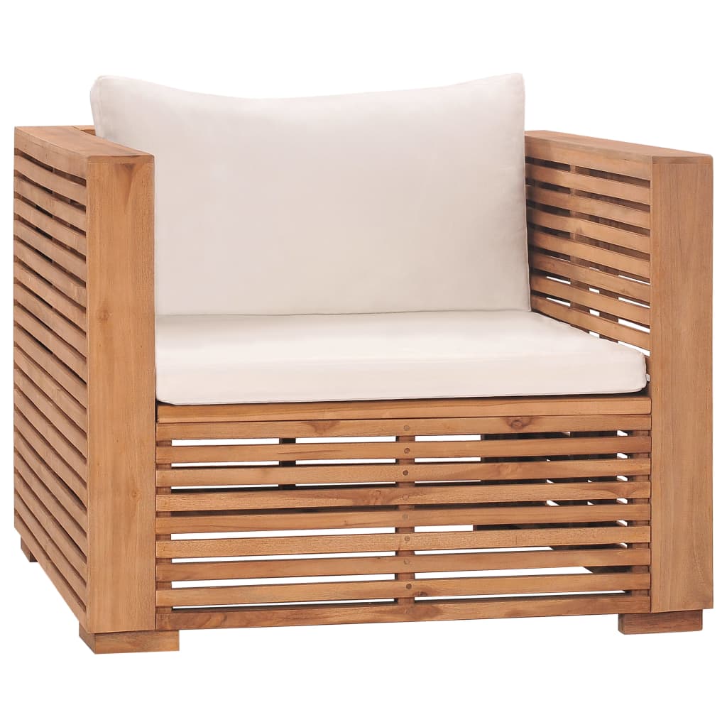 

vidaXL Patio Sofa Chair with Cream Cushions Solid Teak Wood