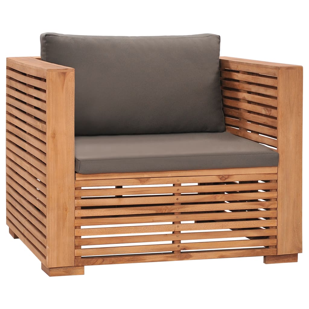 Samengroeiing raken Hub vidaXL Patio Sofa Chair with Dark Gray Cushions Solid Teak Wood | vidaXL.com
