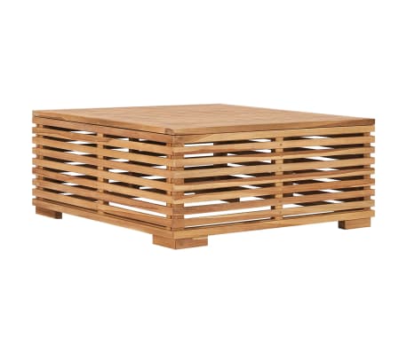vidaXL Gartentisch und Fu&szlig;hocker Set mit Creme Kissen Teak Massivholz