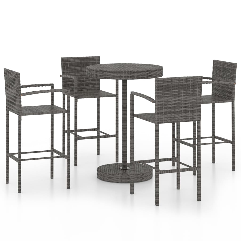 

vidaXL 5 Piece Patio Bar Set Poly Rattan Gray