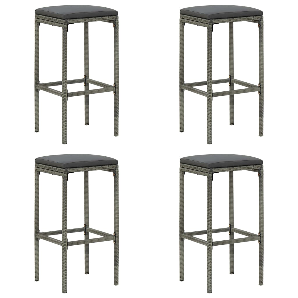 Thumbnail - vidaXL 5-tlg. Gartenbar-Set mit Kissen Poly Rattan Grau