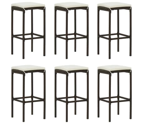 vidaXL Ensemble de bar de jardin 7 pcs coussins R&eacute;sine tress&eacute;e Marron