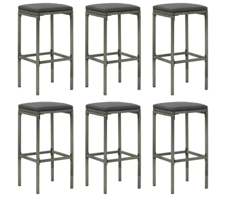 vidaXL Ensemble de bar de jardin 7 pcs et coussins R&eacute;sine tress&eacute;e Gris