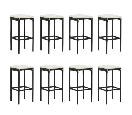 vidaXL Sodo komplektas su pagalvėlėmis, 9 dalių, juodas, poliratanas