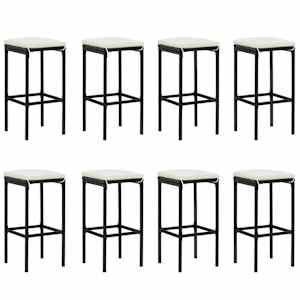 vidaXL Sodo komplektas su pagalvėlėmis, 9 dalių, juodas, poliratanas