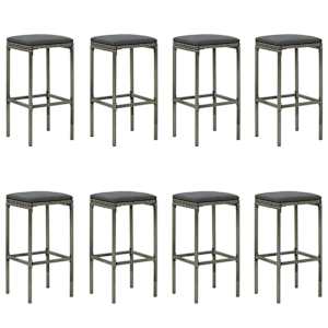 vidaXL Ensemble de bar de jardin 9 pcs et coussins R&eacute;sine tress&eacute;e Gris