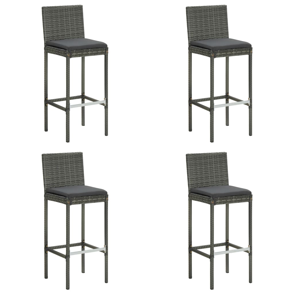 

vidaXL 5-delige Tuinbarset met kussens poly rattan grijs