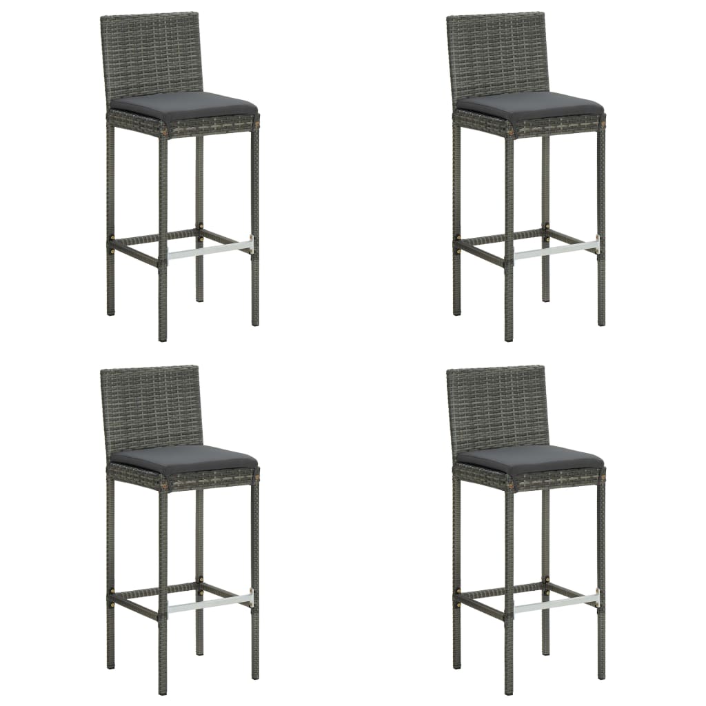 

vidaXL 5-delige Tuinbarset met kussens poly rattan grijs