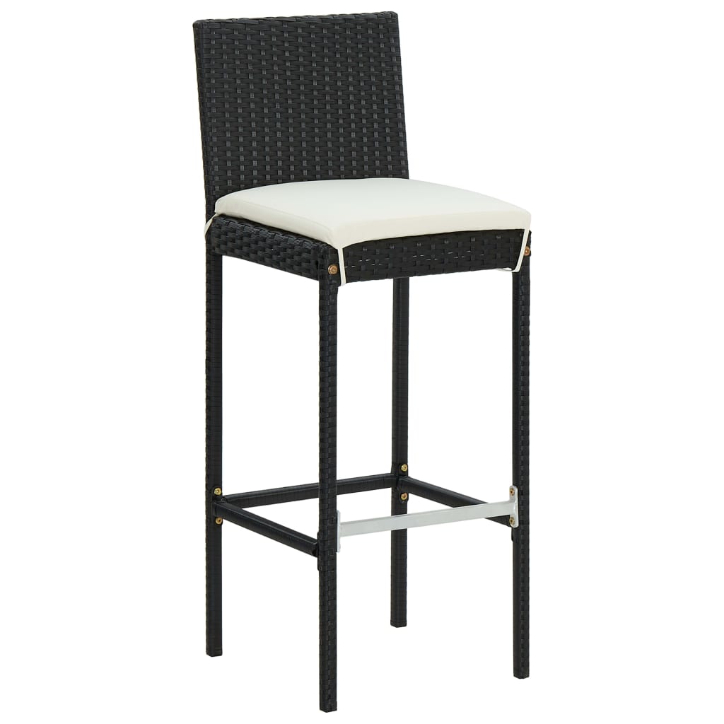 vidaXL 7-delige Tuinbarset met kussens poly rattan zwart afbeelding