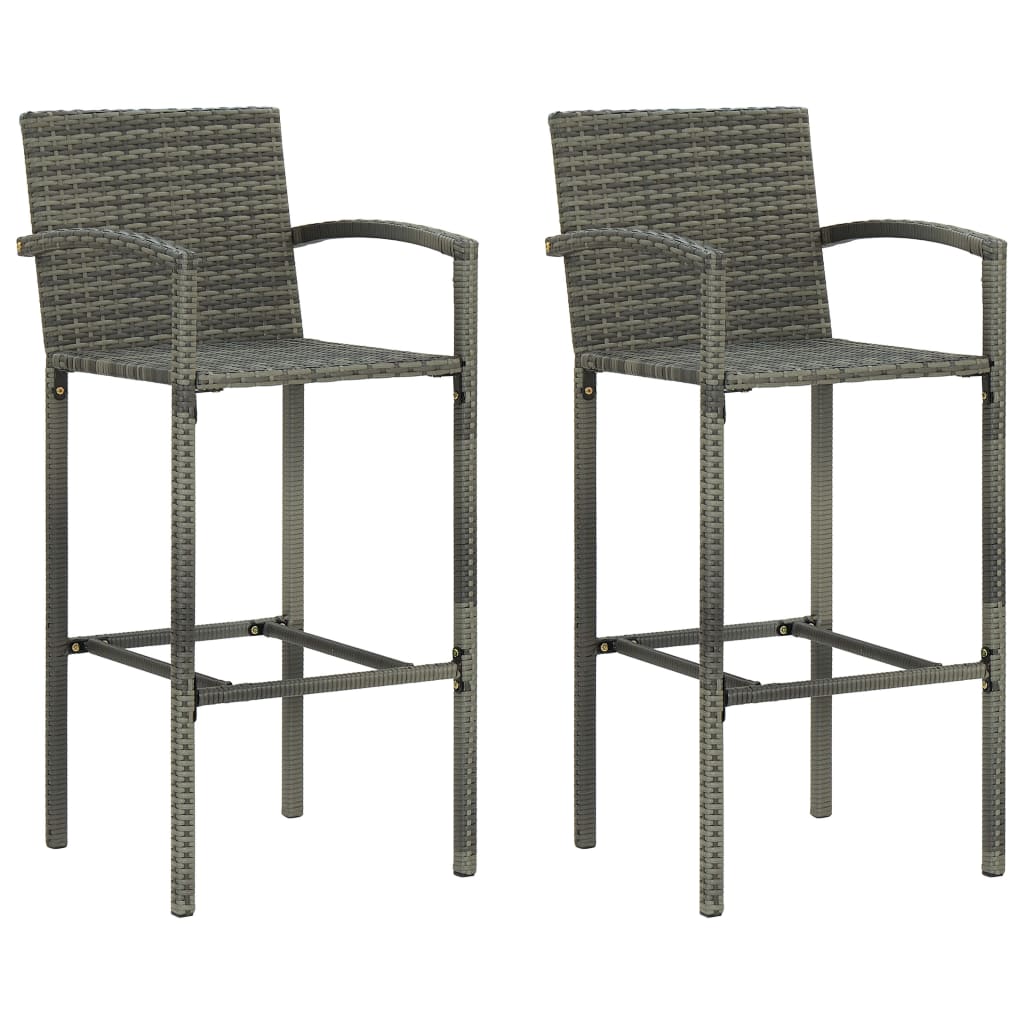 

vidaXL 3-delige Tuinbarset met armleuningen poly rattan grijs