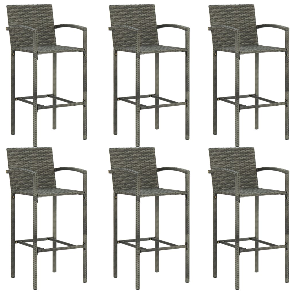 Thumbnail - vidaXL 7-tlg. Garten-Bar-Set mit Armlehnen Poly Rattan Grau