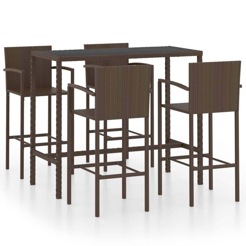 Thumbnail - vidaXL 5-tlg. Gartenbar-Set Poly Rattan Braun