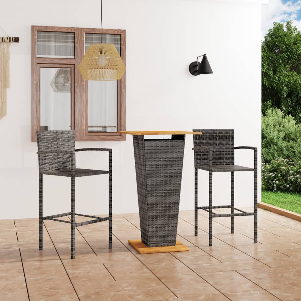 vidaXL 3-tlg. Gartenbar-Set Grau