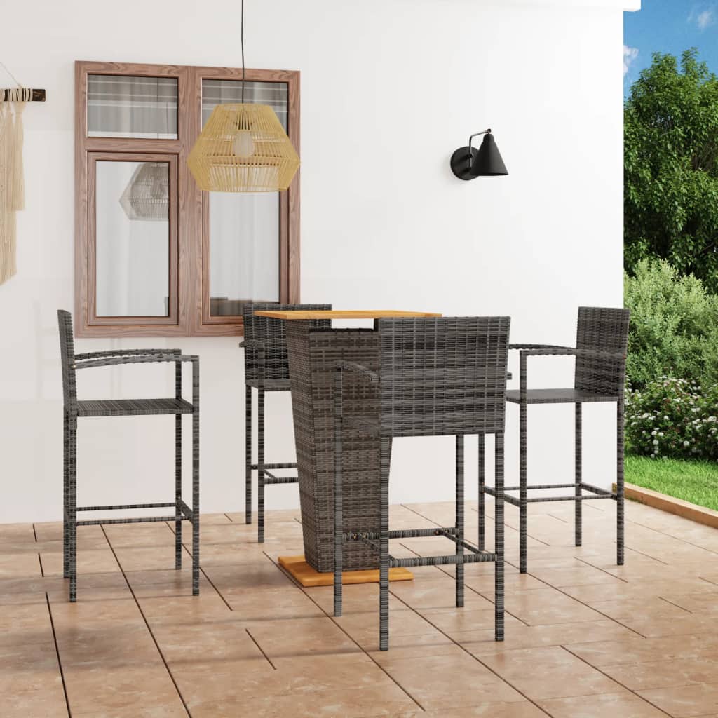 vidaXL Set mobilier bar de grădină, 5 piese, gri