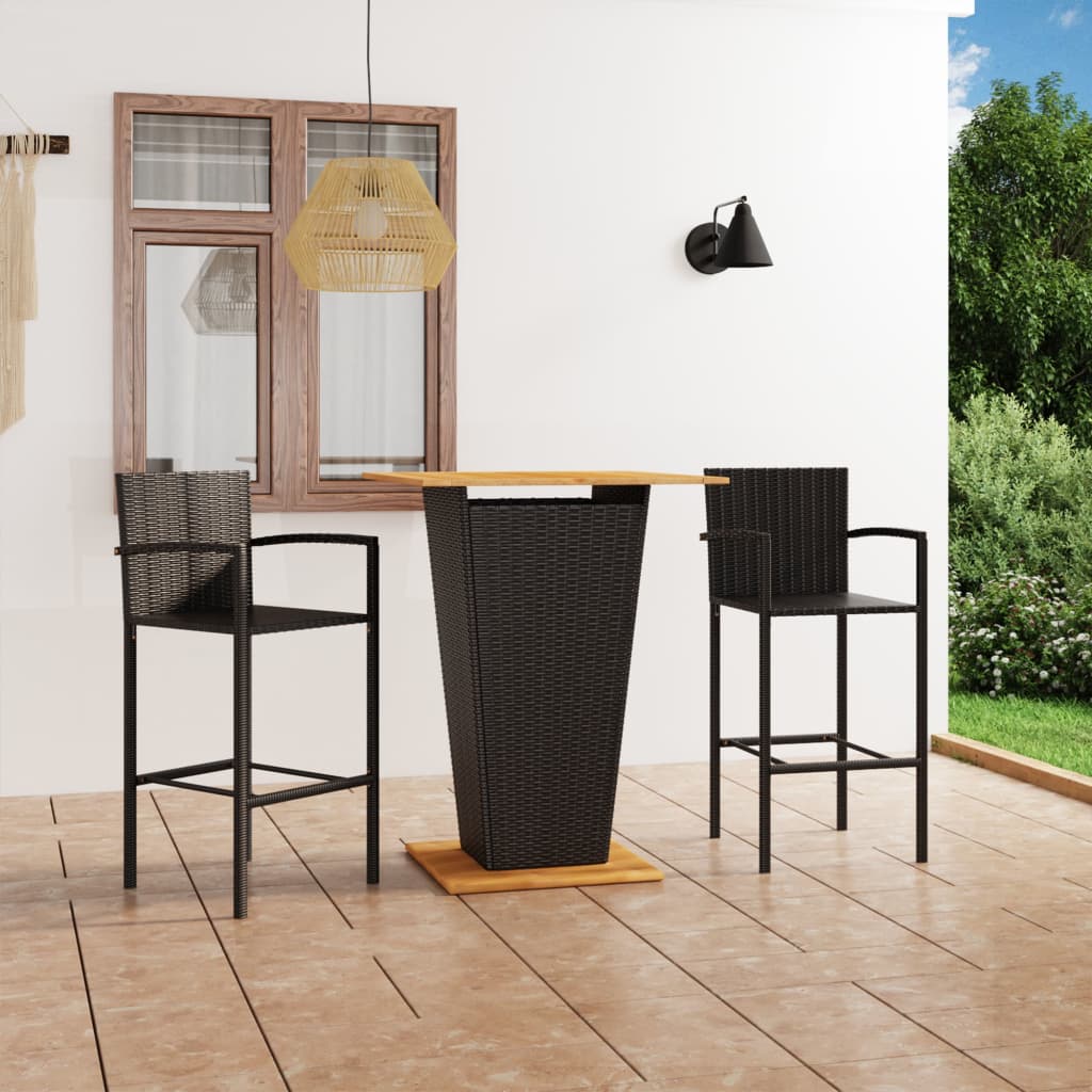 Vidaxl Set Mobilier De Bar De Gradina, 3 Piese, Negru