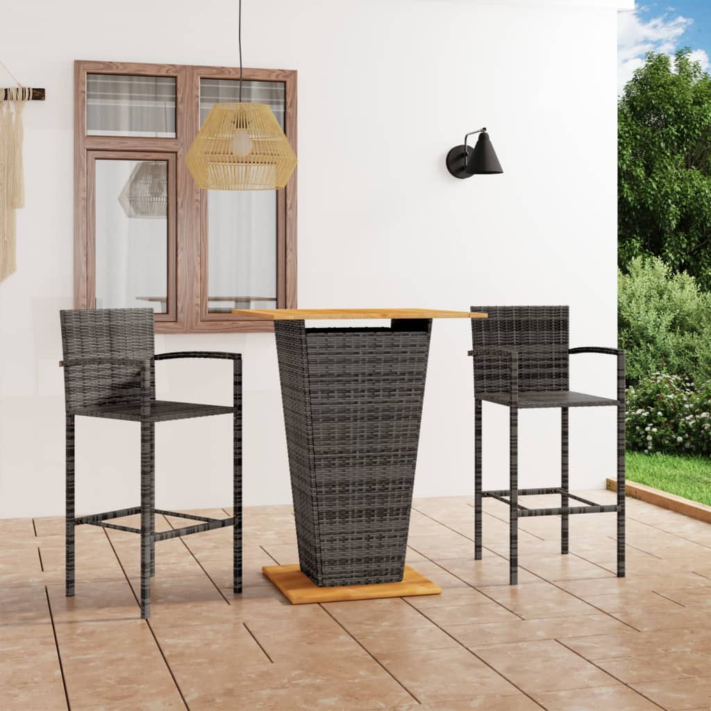 vidaXL 3-tlg. Gartenbar-Set Grau