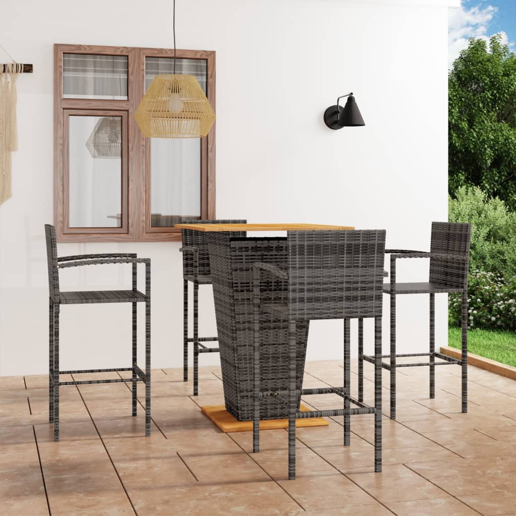 vidaXL 5-tlg. Gartenbar-Set Grau