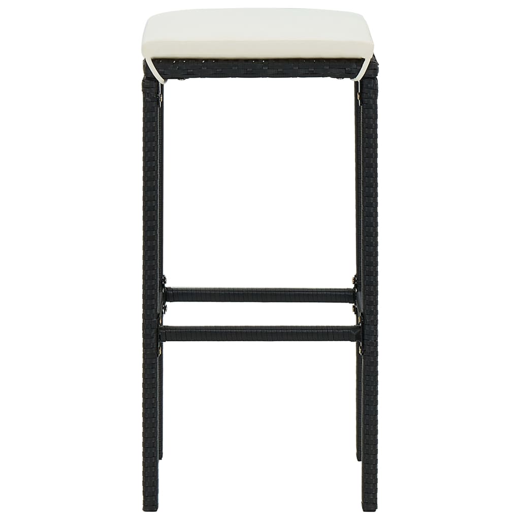 Set mobilier bar de grădină cu perne, 3 piese, negru