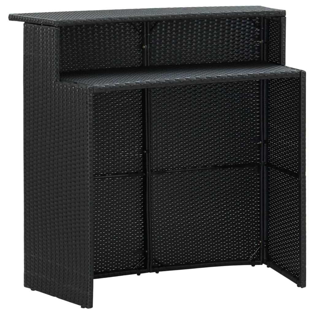 Set mobilier bar de grădină cu perne, 3 piese, negru