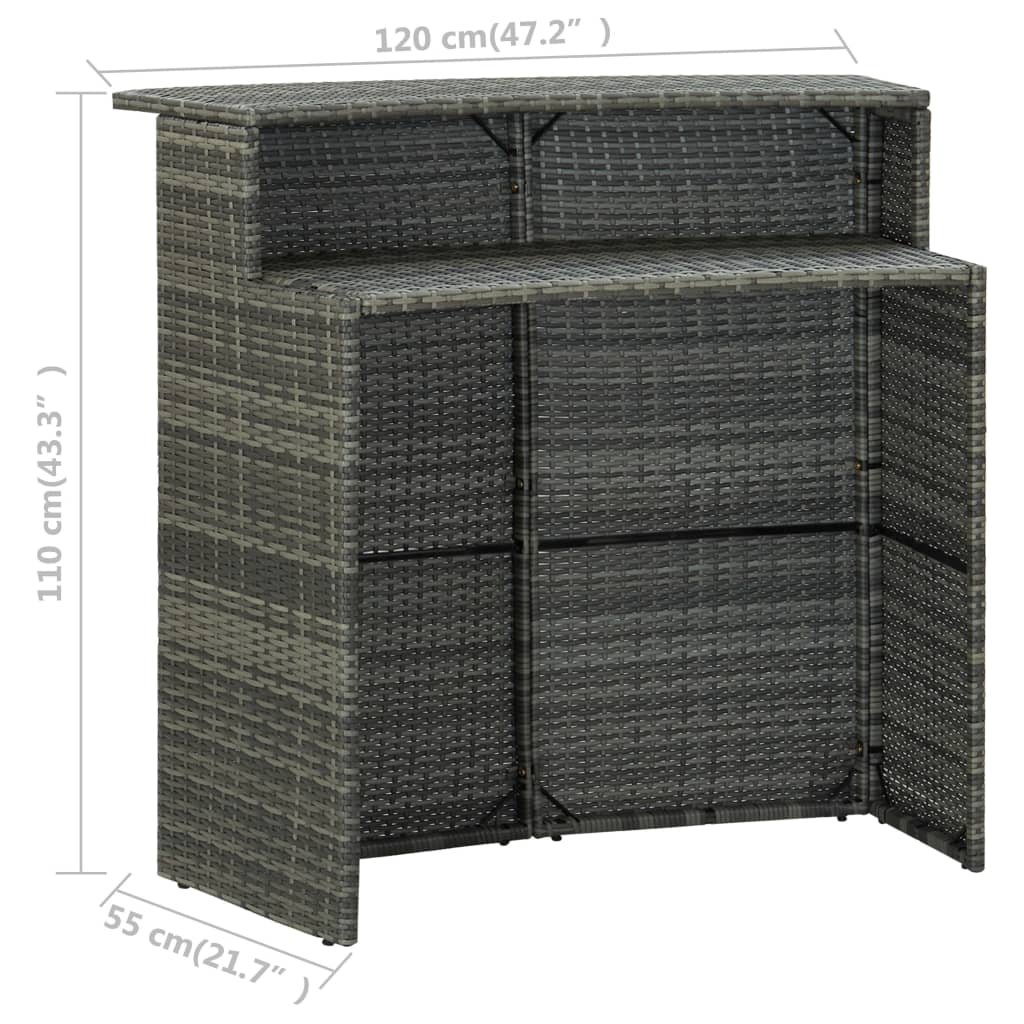 Ensemble De Bar De Jardin Avec Coussins 3 Pcs Gris VidaXL 19 width=274