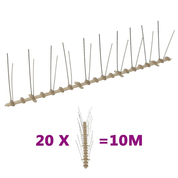 vidaXL 2-realine plastist linnupiikide komplekt, 20 tk, 10 m