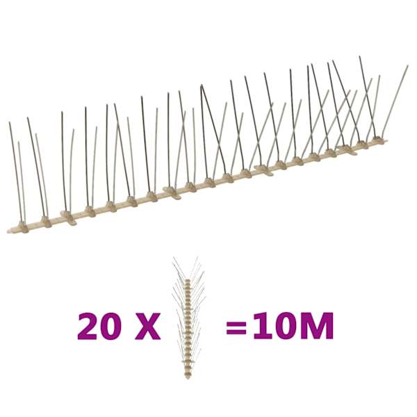 vidaXL 4-realine plastist linnupiikide komplekt, 20 tk, 10 m