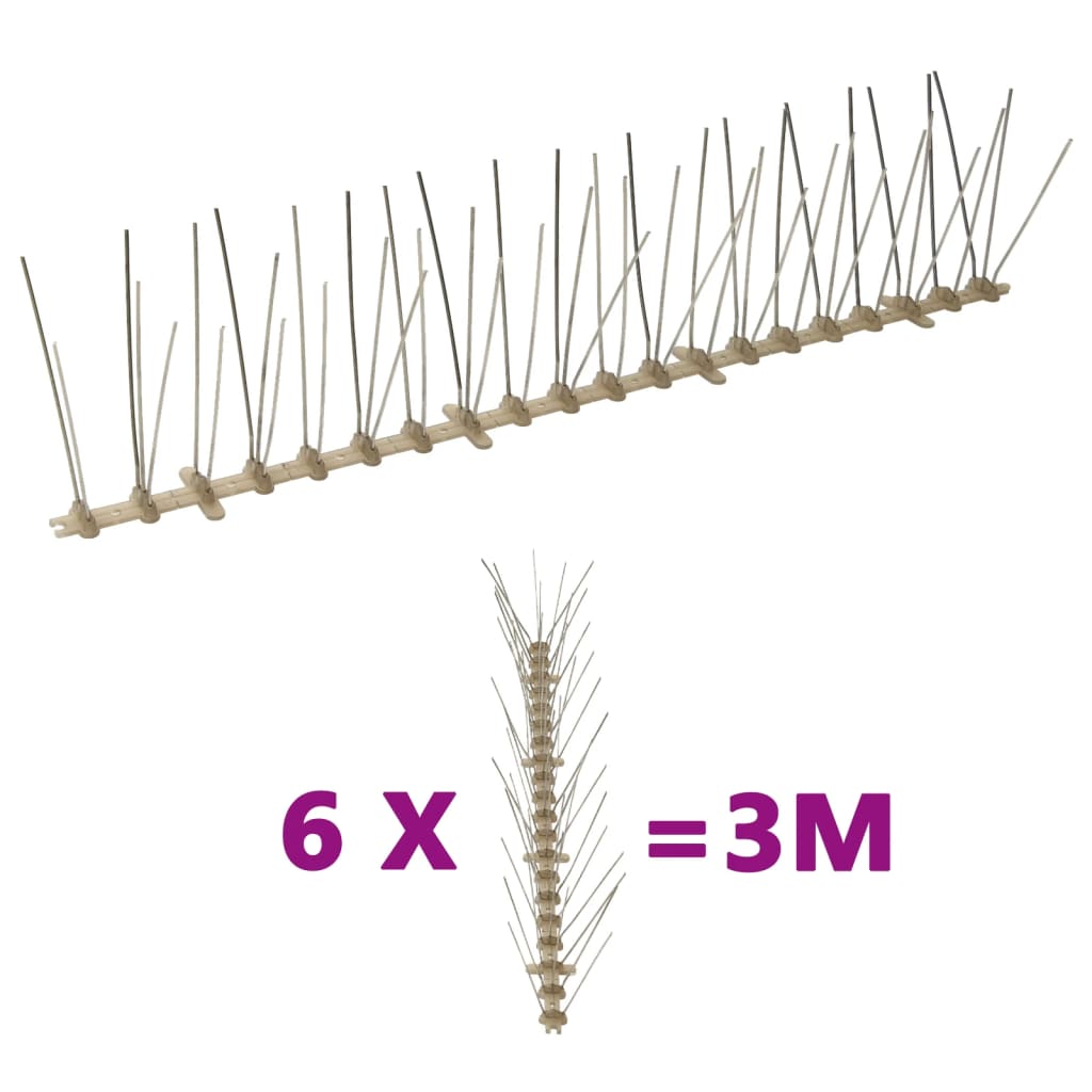 vidaXL 5-Riviset muoviset lintu- & kyyhkyspiikit 6-sarja 3 m