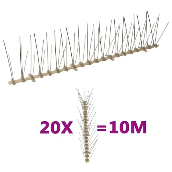 vidaXL 5-realine plastist linnupiikide komplekt, 20 tk, 10 m