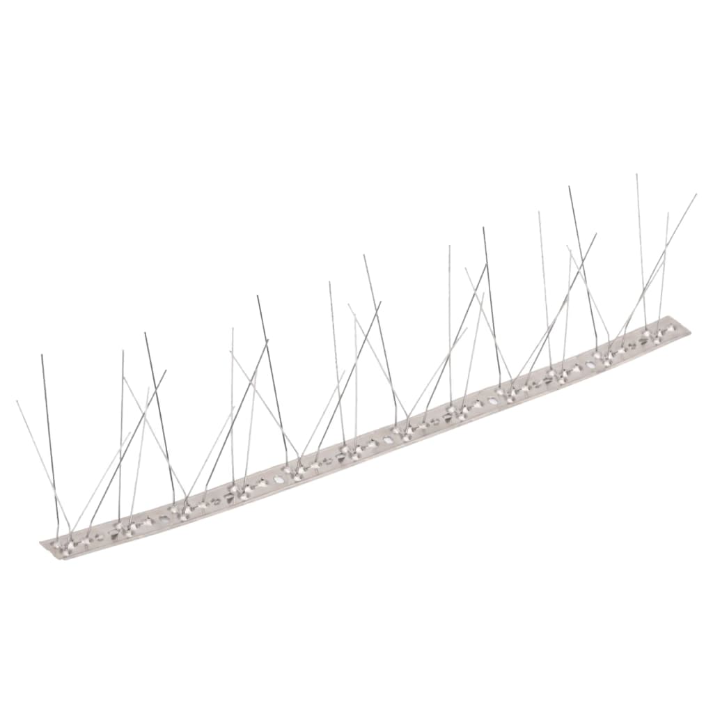 vidaXL 10-tlg. Taubenabwehr Spikes-Set Edelstahl 5 m 5-reihig