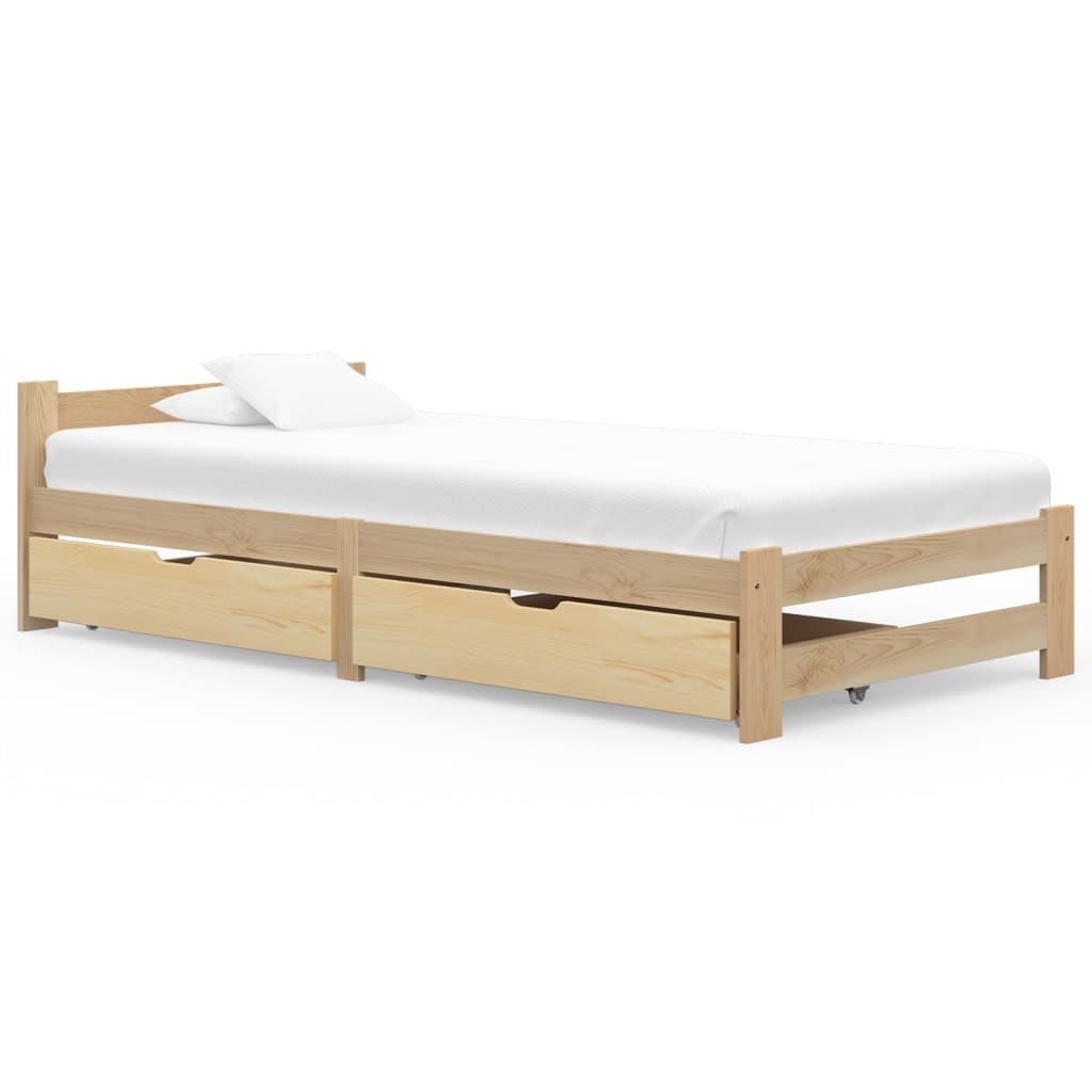 vidaXL Cadru de pat cu 2 sertare, 100 x 200 cm, lemn masiv de pin