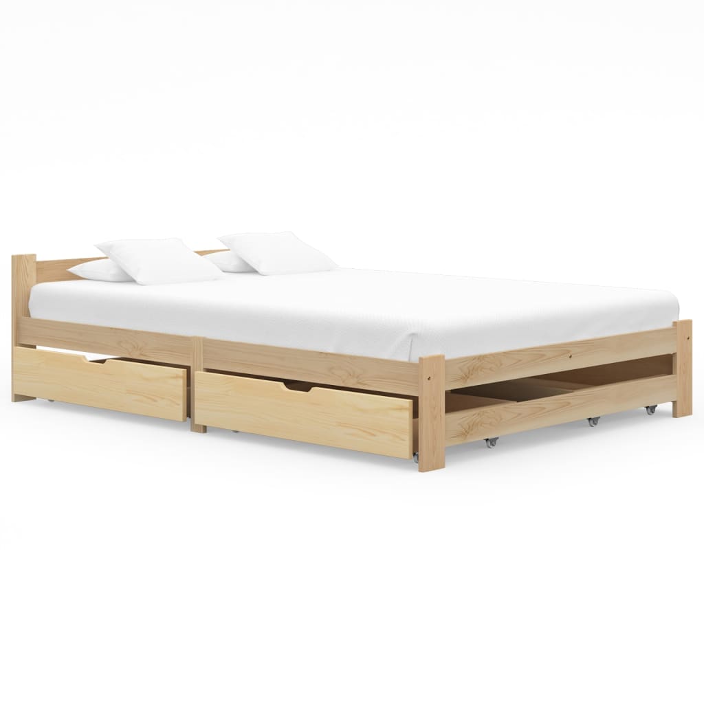 vidaXL Cadru de pat cu 4 sertare, 140 x 200 cm, lemn masiv de pin