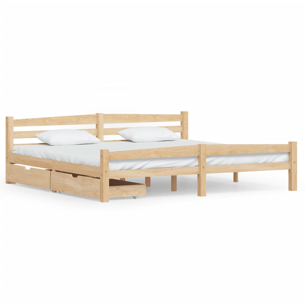 vidaXL Cadru de pat cu 2 sertare, 200 x 200 cm, lemn masiv de pin