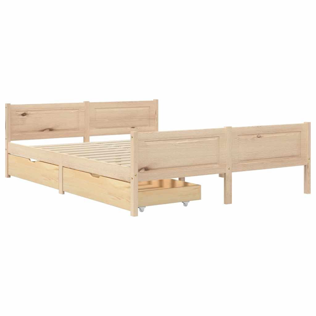 vidaXL Bedframe met 2 lades massief grenenhout 120x200 cm