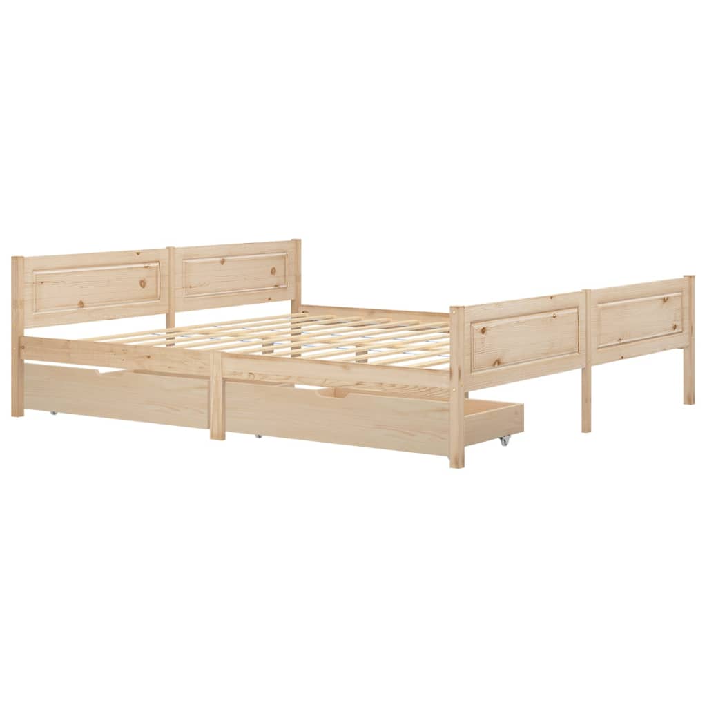 

vidaXL Bedframe met 2 lades massief grenenhout 200x200 cm