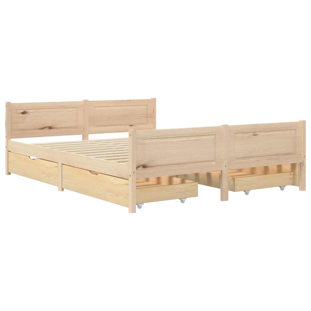 

vidaXL Bedframe met 4 lades massief grenenhout 160x200 cm