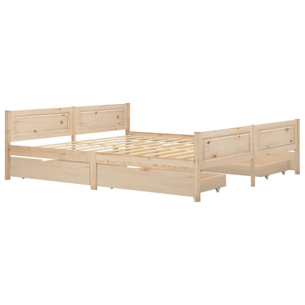 

vidaXL Bedframe met 4 lades massief grenenhout 180x200 cm