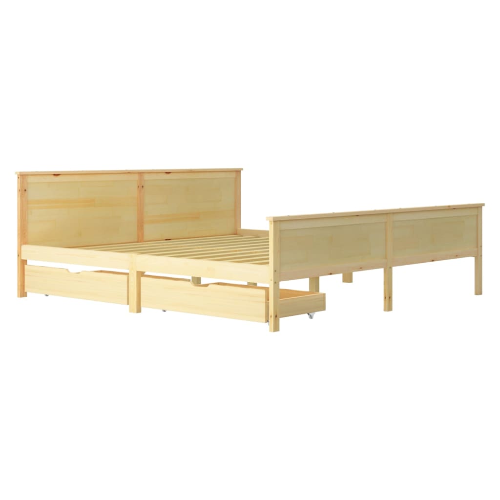 

vidaXL Bedframe met 2 lades massief grenenhout 200x200 cm