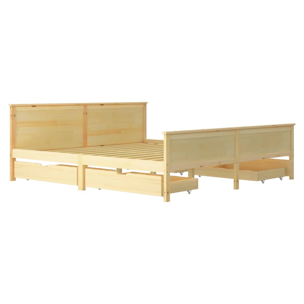 

vidaXL Bedframe met 4 lades massief grenenhout 180x200 cm
