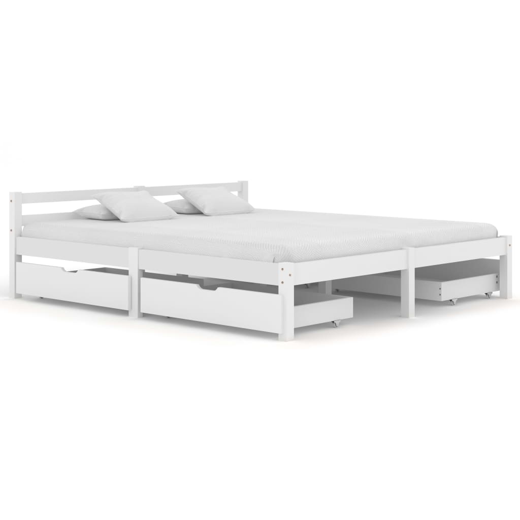 vidaXL Rám postele se 4 zásuvkami bílý masivní borovice 160 x 200 cm