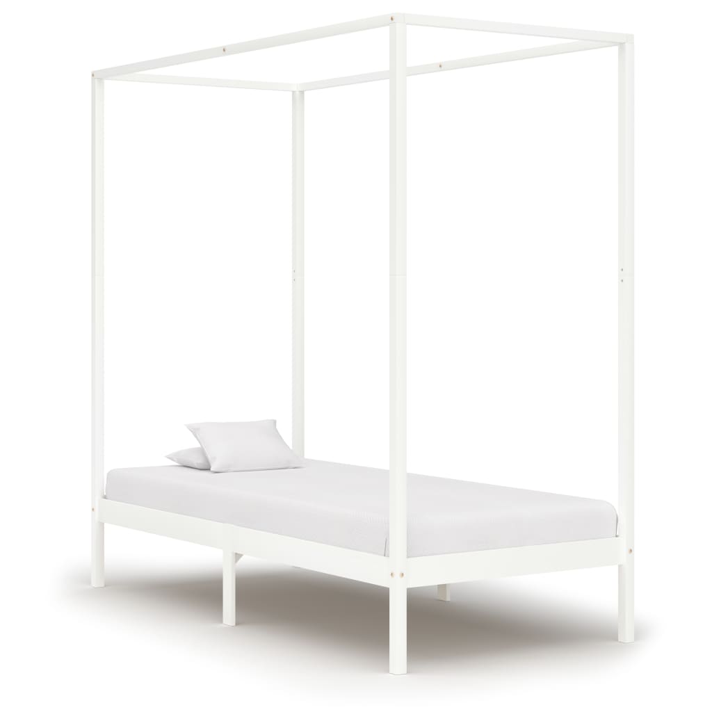 

vidaXL Hemelbedframe met 2 lades massief grenenhout wit 100x200 cm