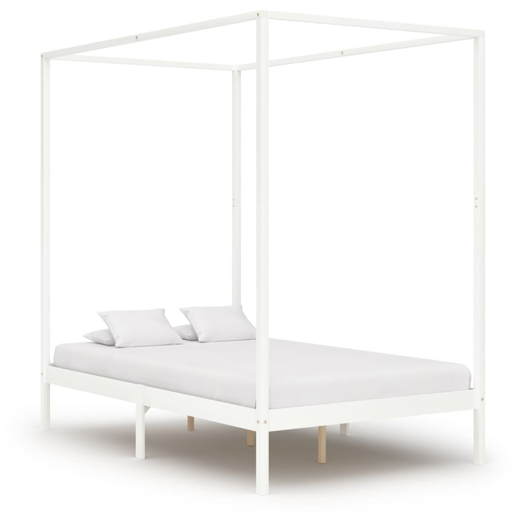 

vidaXL Hemelbedframe met 2 lades massief grenenhout wit 120x200 cm