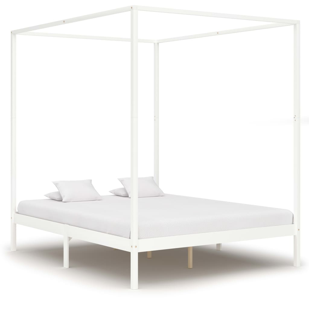 

vidaXL Hemelbedframe met 2 lades massief grenenhout wit 180x200 cm