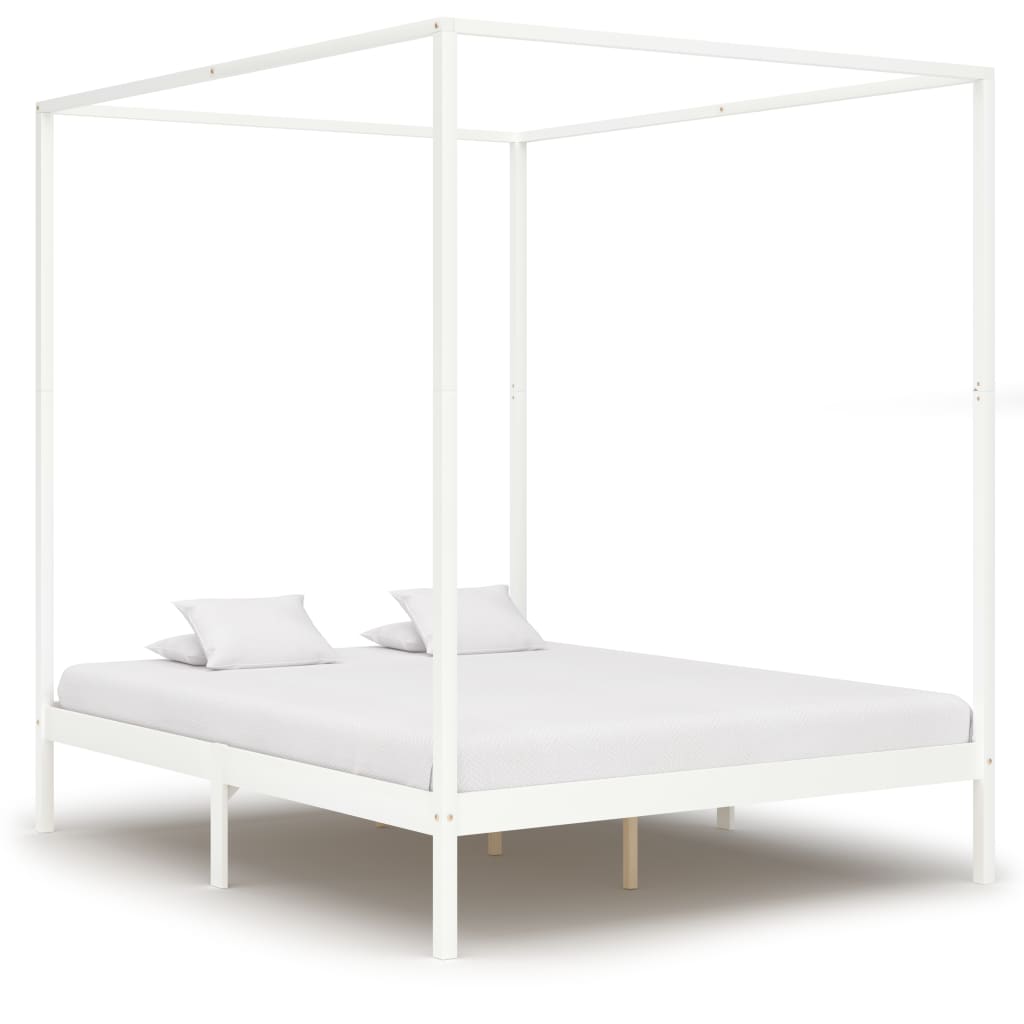 

vidaXL Hemelbedframe met 4 lades massief grenenhout wit 180x200 cm