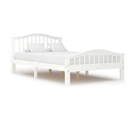 vidaXL Lovos rėmas su 2 stalčiais, baltas, 120x200cm, pu&scaron;ies masyvas