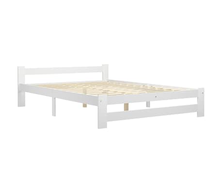 vidaXL Sengeramme med 4 skuffer hvit heltre furu 160x200 cm
